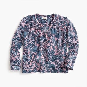 J Crew x Abigail Borg Cotton-Silk Peasant Top